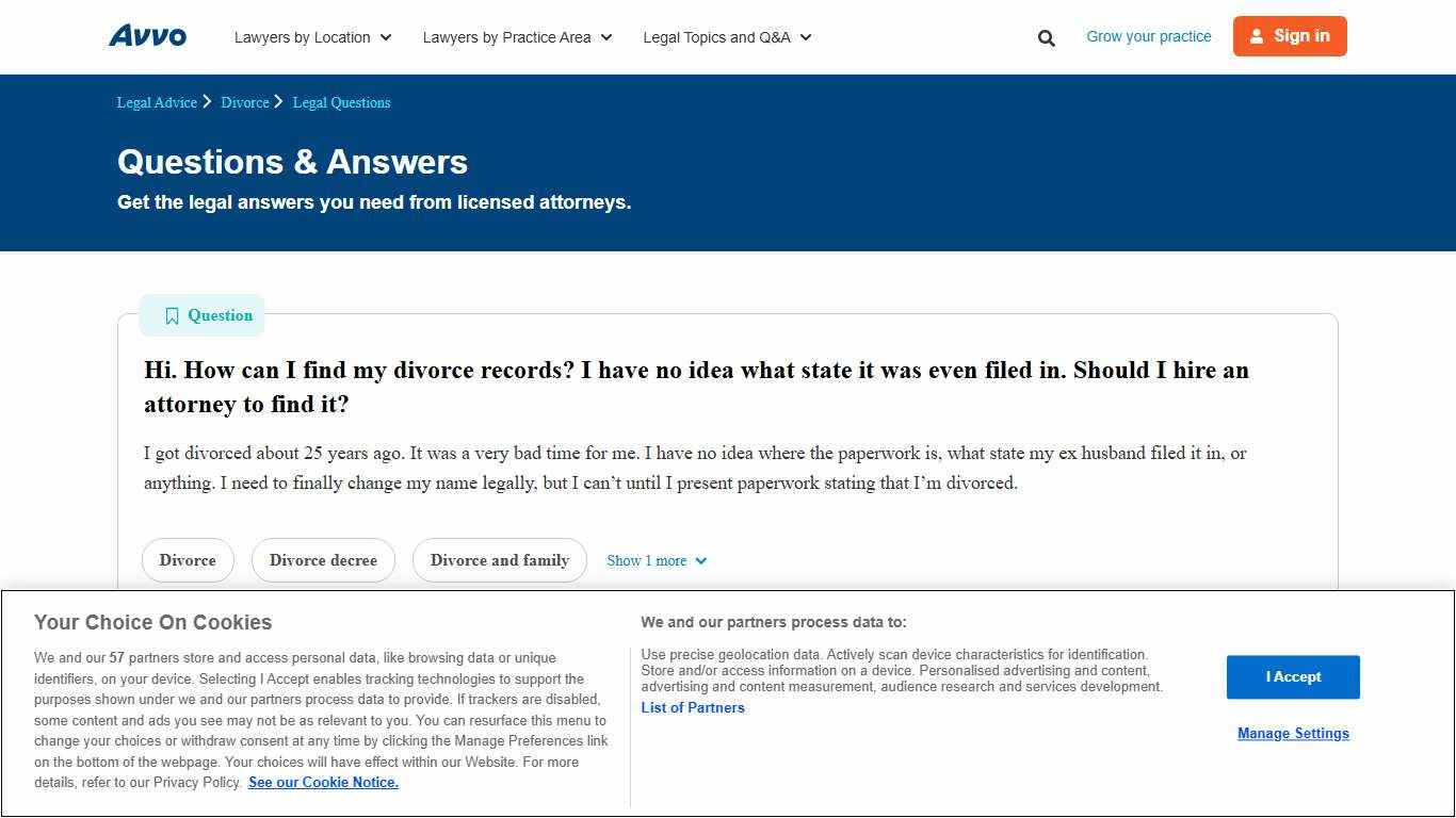 Hi. How can I find my divorce records? I have no idea what state it was even filed in. Should I hire an attorney to find it? - Legal Answers